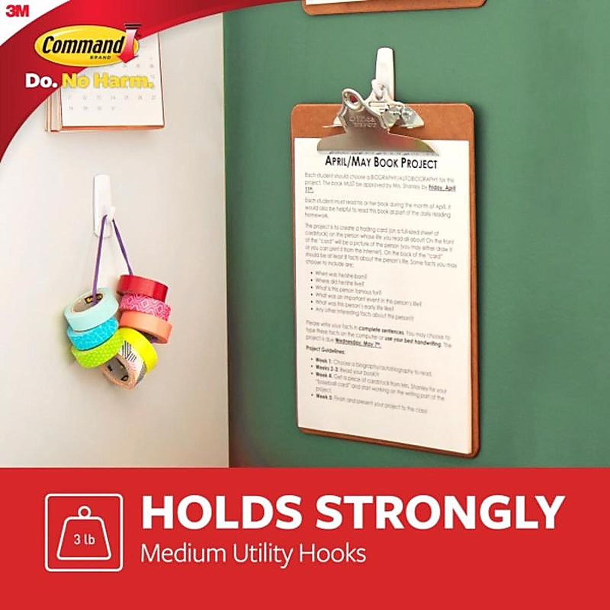 3M 17001-6ES Command Medium Plastic Hook 3-7/8 in. L 6/Pack