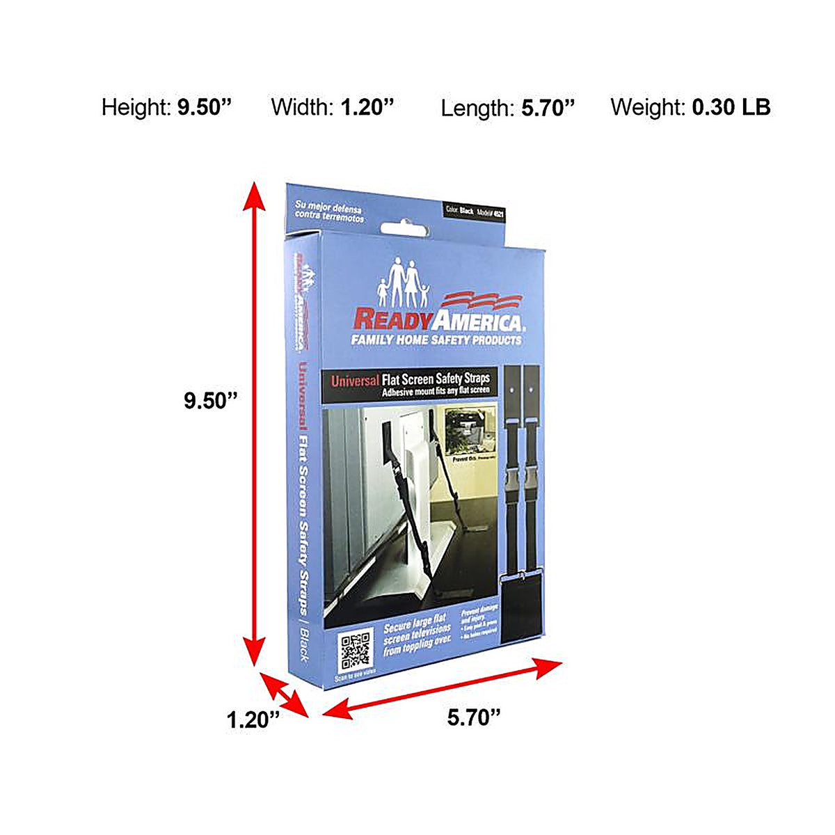 Quake Hold 4521 Ready America 10 in. to 70 in. 150 lb. capacity Flat Screen Safety Strap