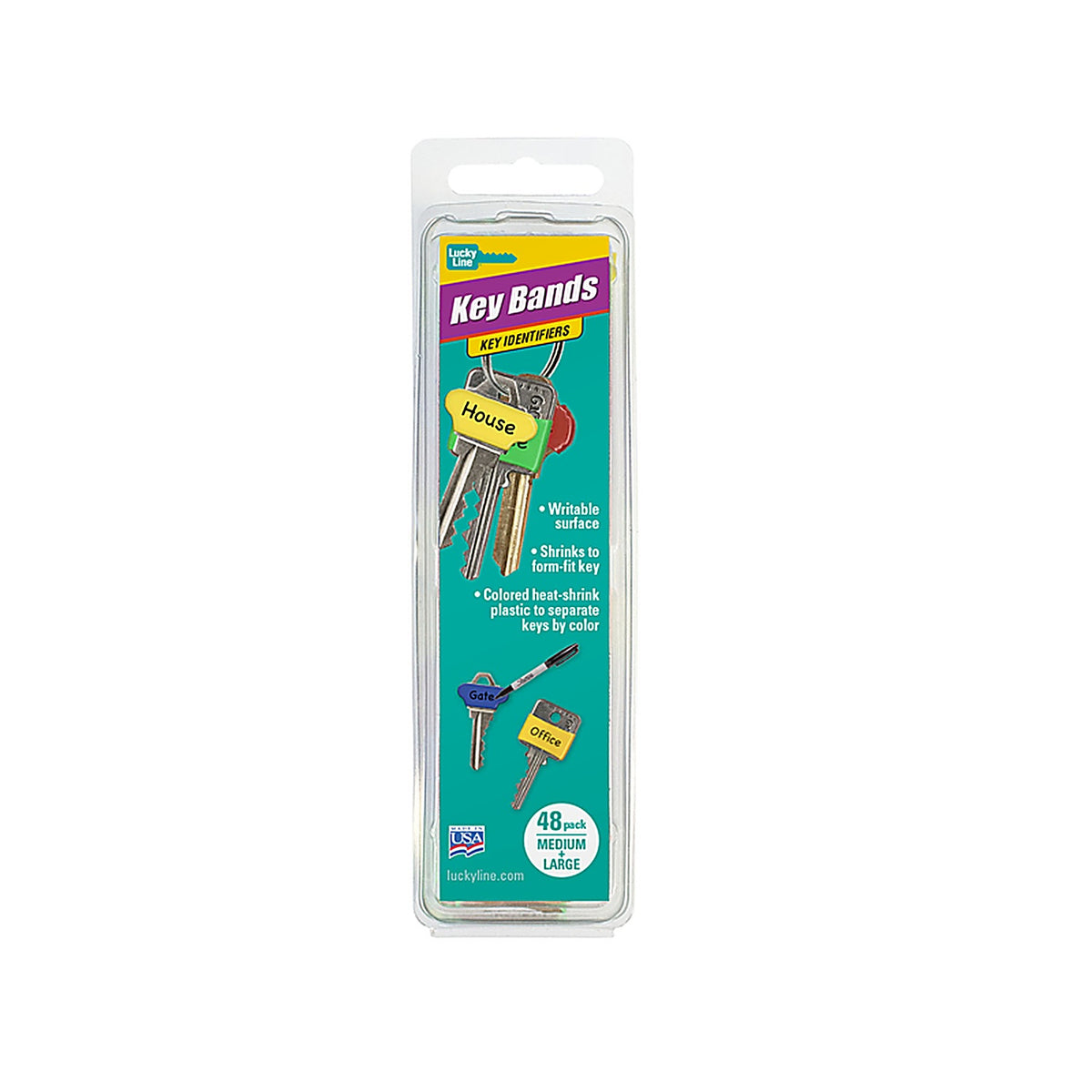Lucky Line 17248 Plastic Assorted Key ID Tag, Assorted, 48/Pack