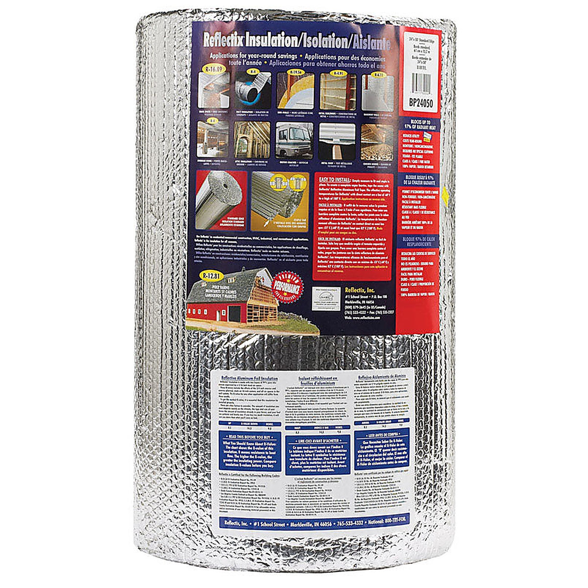 Reflectix BP24050 24 in. W x 50 L Up To 14.3 Reflective Radiant Barrier Insulation Roll 100 sq. ft.