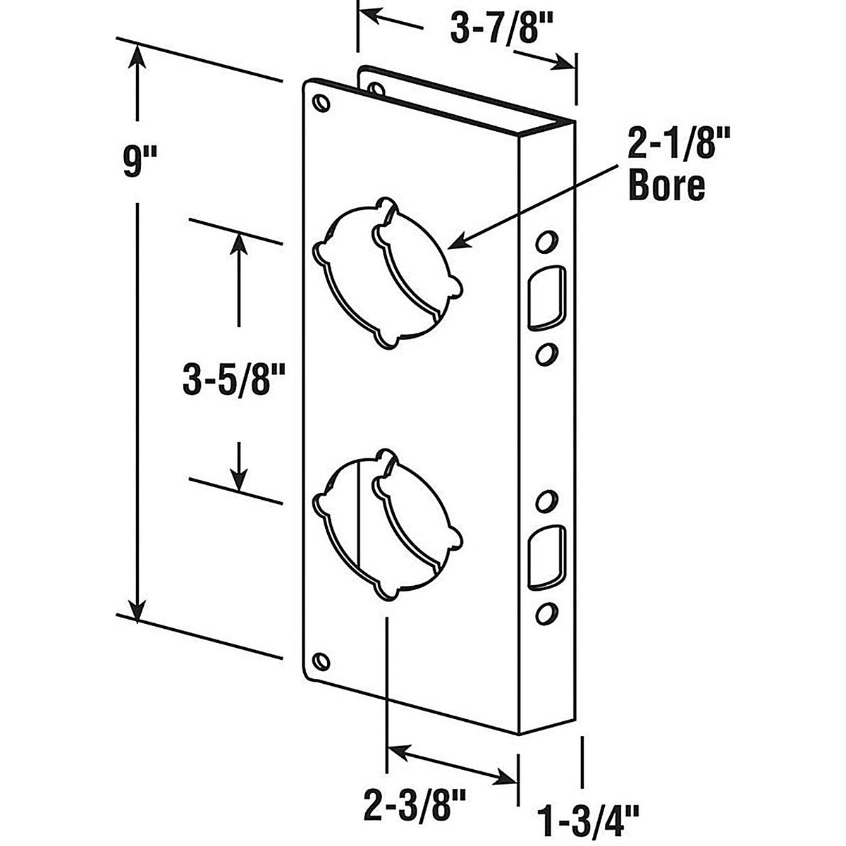 Prime-Line U 9560 9 in. H x 3.875 in. L Brass-Plated Brass Brass Lock and Door Reinforcer