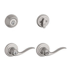 Kwikset 99910-040 SmartKey Tustin Satin Nickel Entry Lever and Deadbolt Set ANSI/BHMA Grade 2 KW1 1-3/4 in.