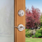 Kwikset 99910-040 SmartKey Tustin Satin Nickel Entry Lever and Deadbolt Set ANSI/BHMA Grade 2 KW1 1-3/4 in.