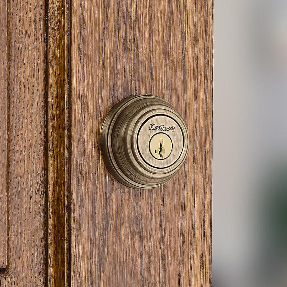 Kwikset 99800-121 SmartKey Antique Brass Metal Deadbolt