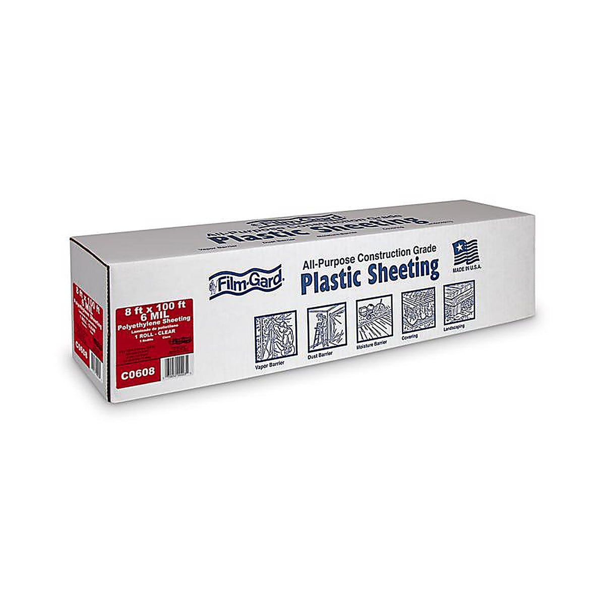 Film-Gard 626021 Plastic Sheeting 6 mil x 8 ft. W x 100 ft. L Polyethylene Clear