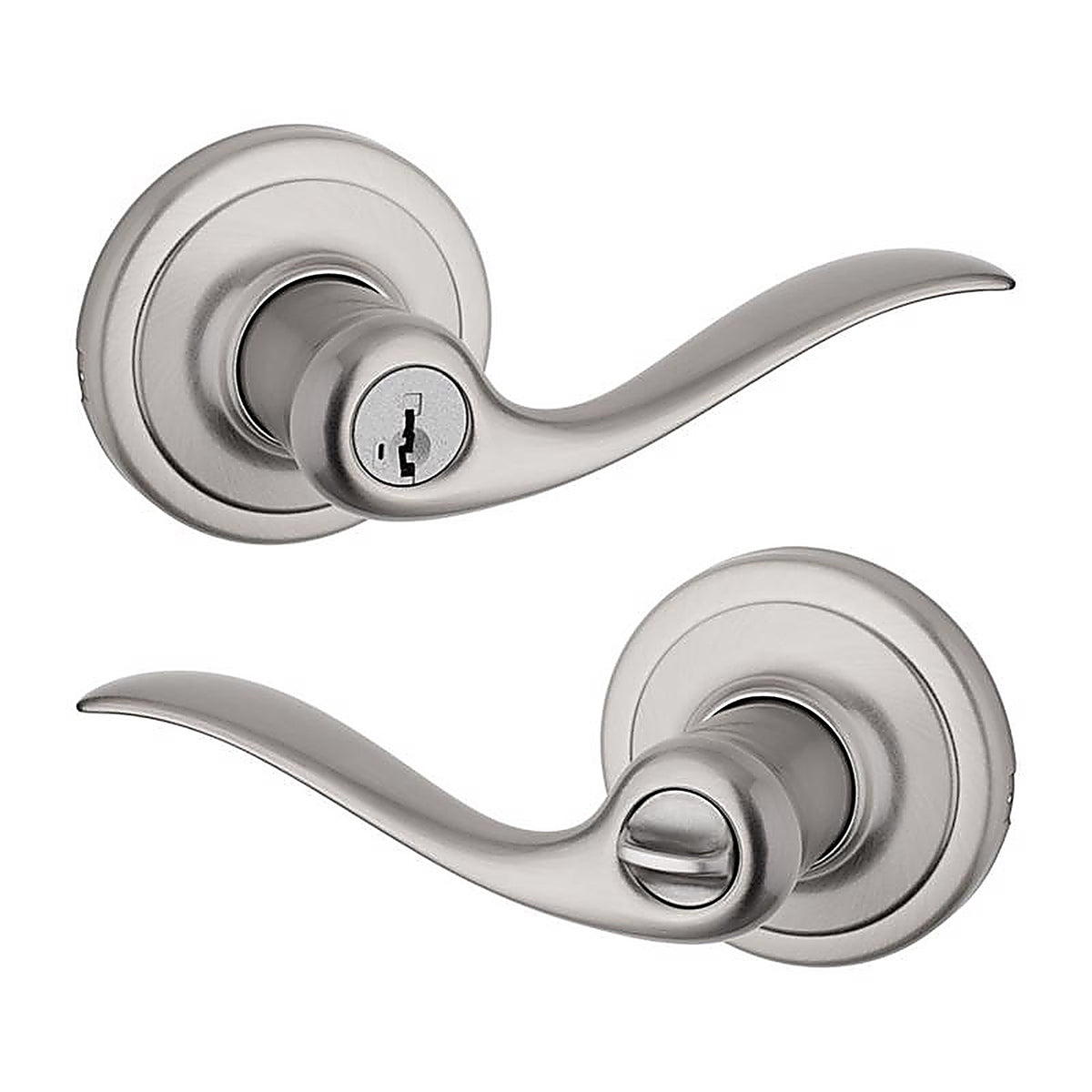 Kwikset 97402-732 SmartKey Tustin Satin Nickel Entry Lockset ANSI/BHMA Grade 2 KW1 1-3/4 in.