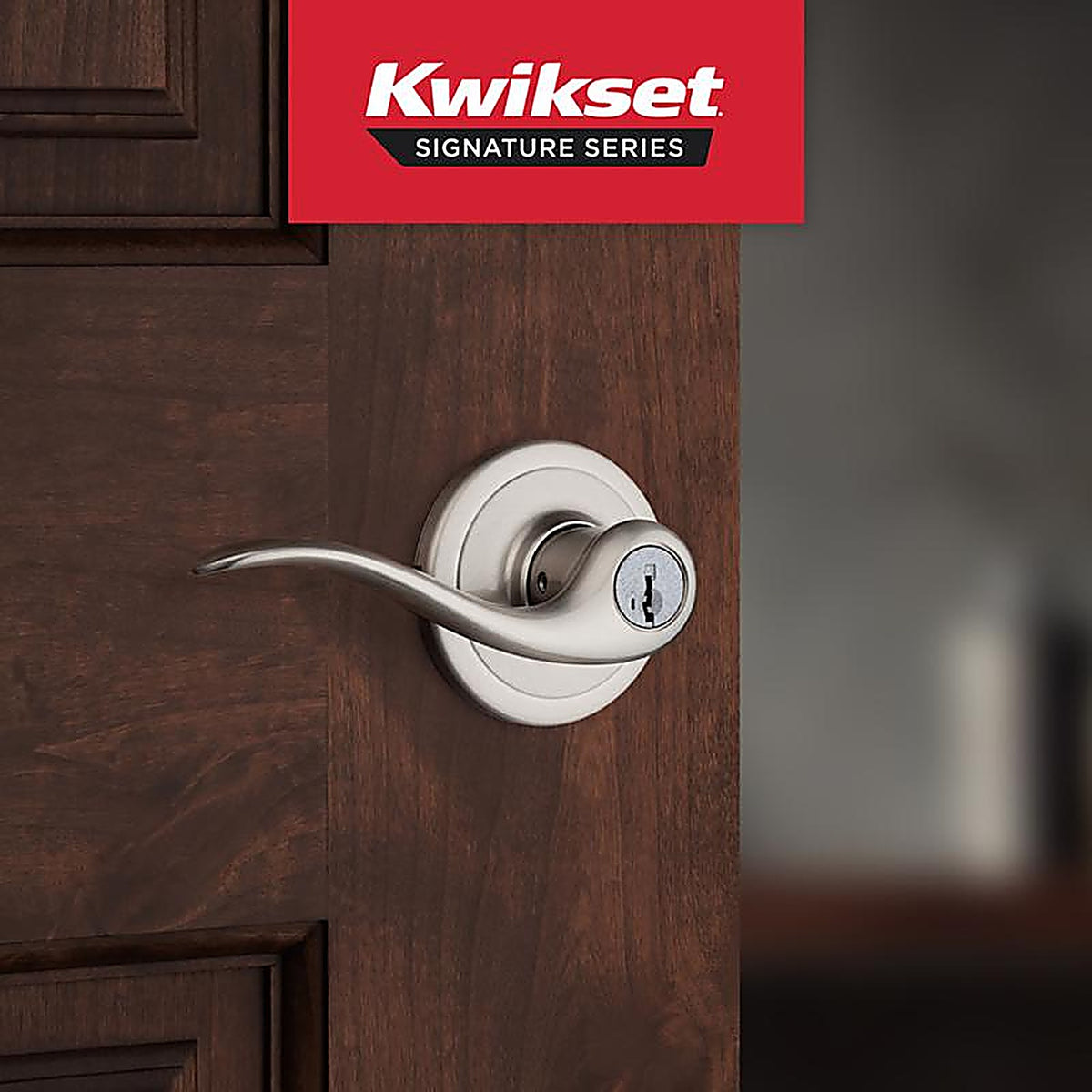 Kwikset 97402-732 SmartKey Tustin Satin Nickel Entry Lockset ANSI/BHMA Grade 2 KW1 1-3/4 in.
