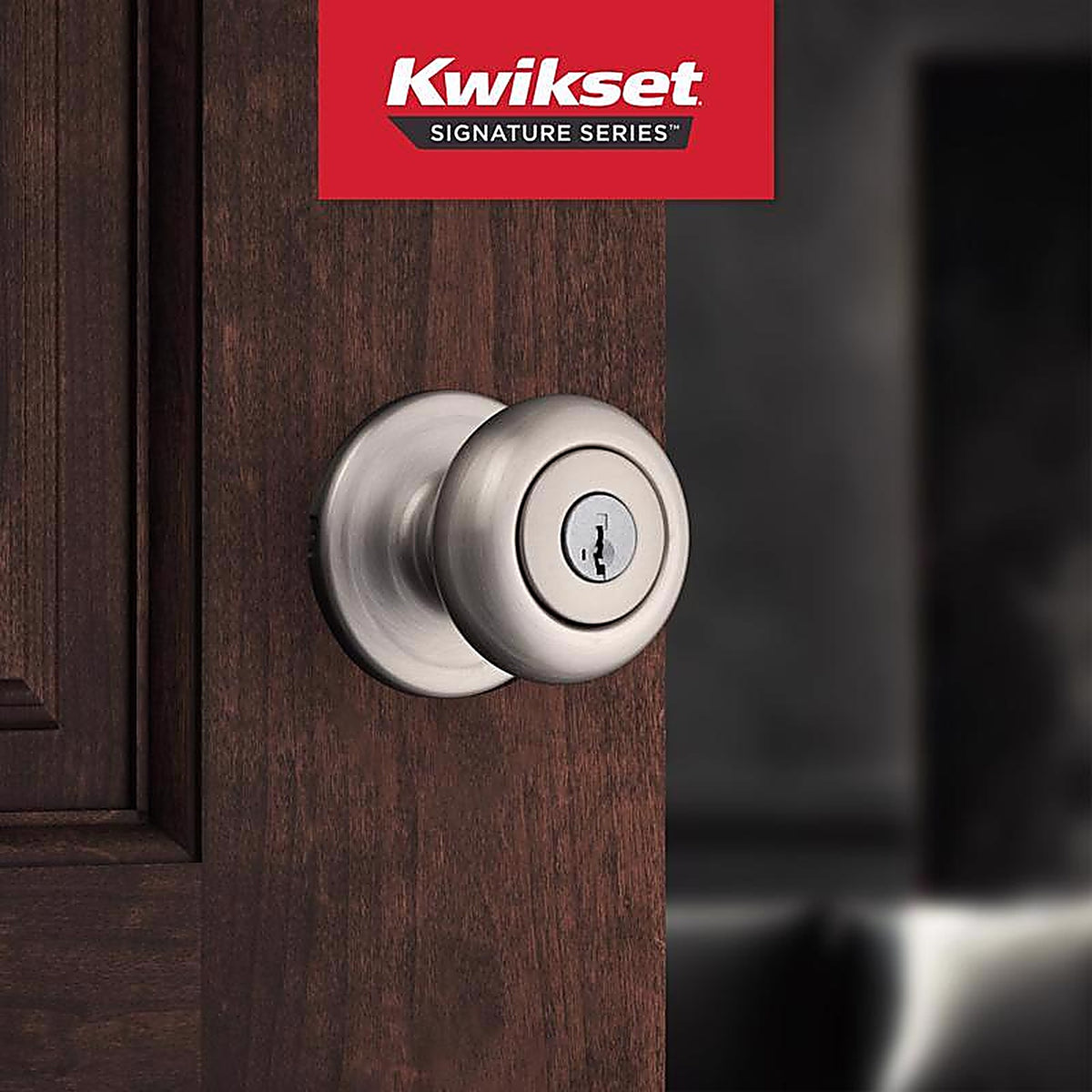 Kwikset 97402-736 SmartKey Juno Satin Nickel Entry Lockset ANSI/BHMA Grade 2 KW1 1-3/4 in.