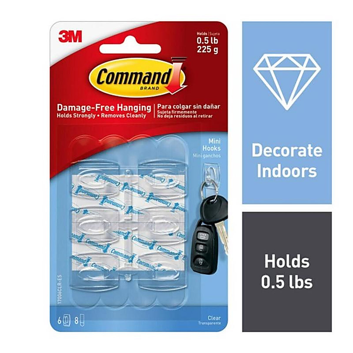 3M 17006CLR-ES Mini Hook 11/8 in. L 6/Pack