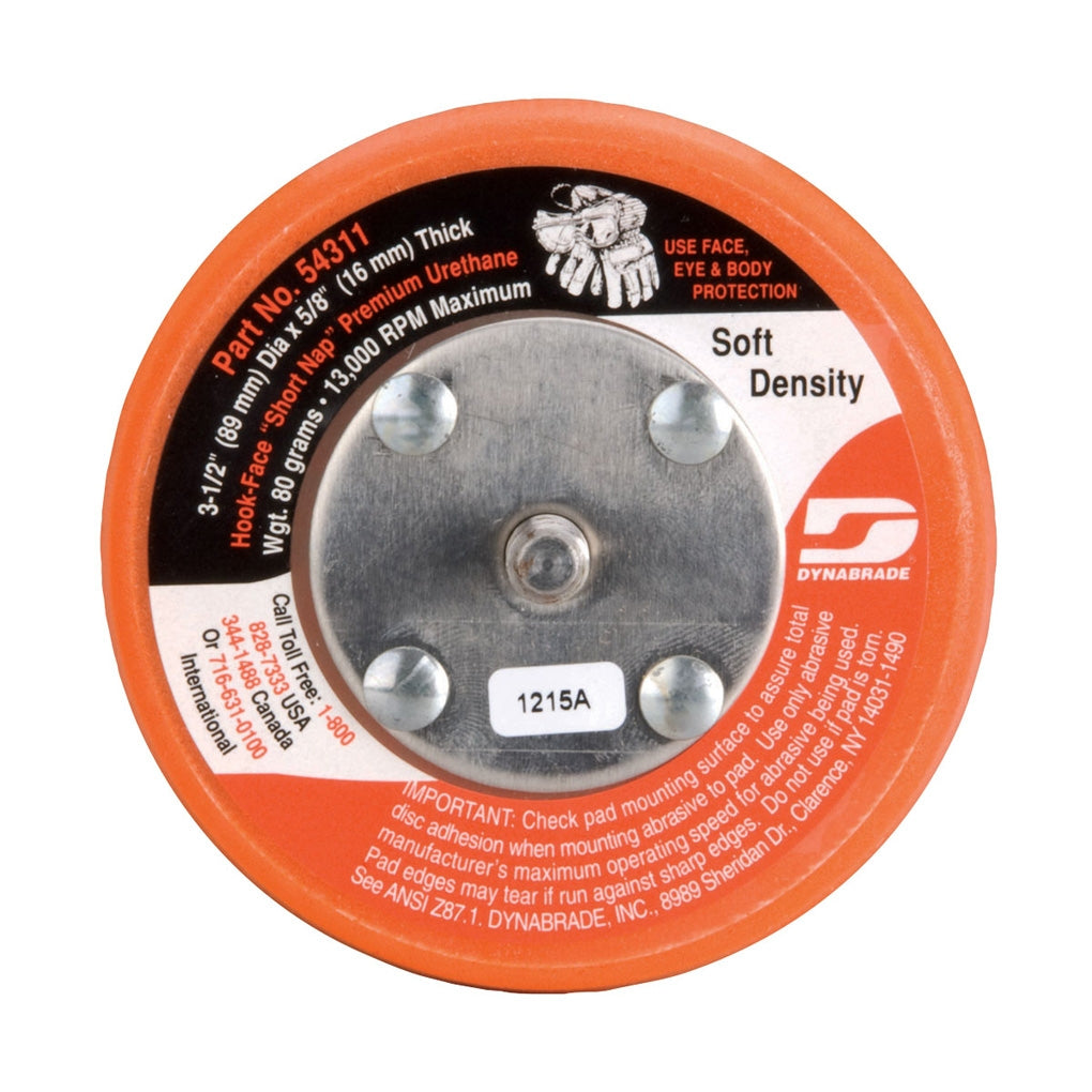 DYNABRADE 54311 3-1/2" (89 mm) Dia. Non-Vacuum Disc Pad, Hook-Face, Short Nap