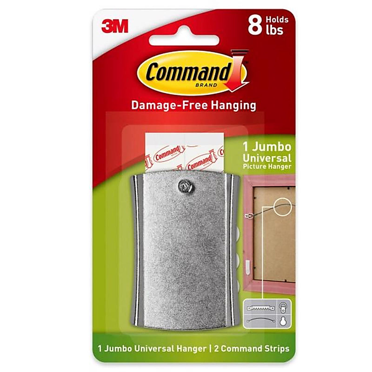 3M 17048-ES Command Silver Picture Hanger 8 lb. 1/Pack