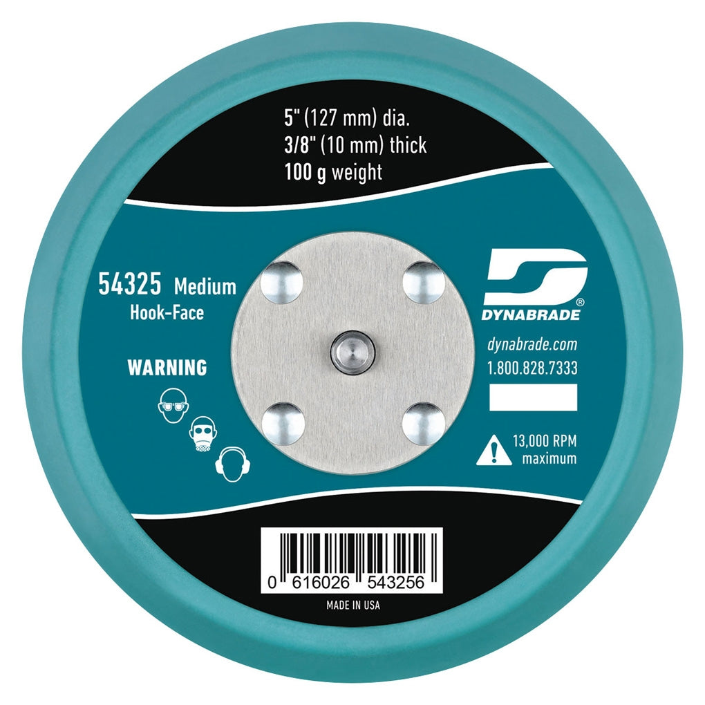 DYNABRADE 54325 5" (127 mm) Dia. Non-Vacuum Disc Pad, Hook-Face, Short Nap