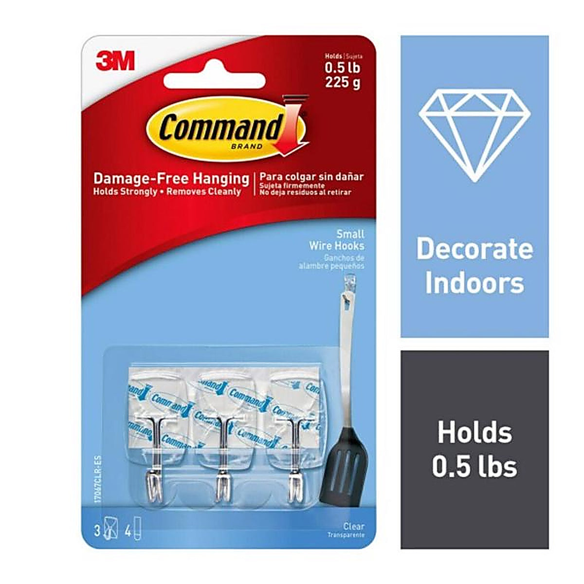 3M 17067CLR Small Plastic Wire Hooks 1-5/8 in. L 3/Pack