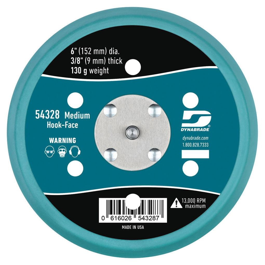 DYNABRADE 54328 6" (152 mm) Dia. Vacuum Disc Pad, Hook-Face, Short Nap