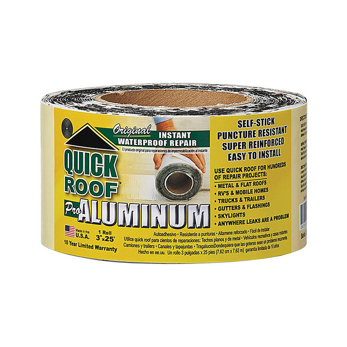 Quick Roof QR325 3 in. W x 25 ft. L Aluminum Self Stick Instant Waterproof Repair and Flashing Silver