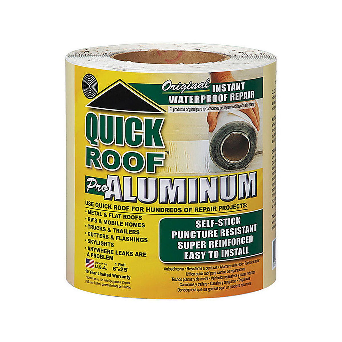 Quick Roof QR625 6 in. W x 25 ft. L Aluminum Self Stick Instant Waterproof Repair and Flashing Silver