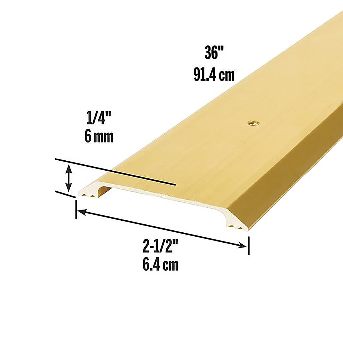 M-D 9613 0.25 H x 2.5 in. W x 36 in. L Bright Aluminum Flat Top Threshold Gold