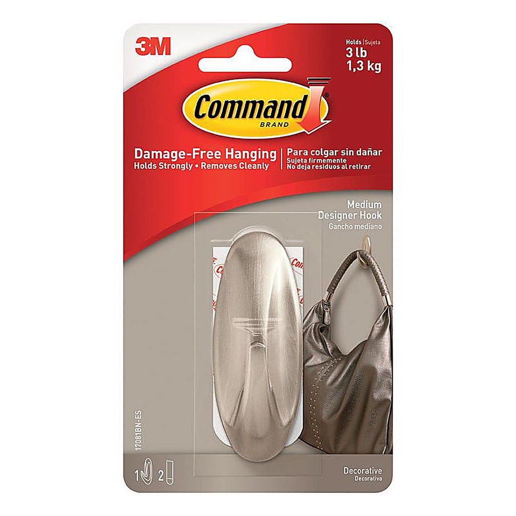 3M 17081BN-ES Medium Plastic Designer Hooks 3-1/8 in. L 1/Pack