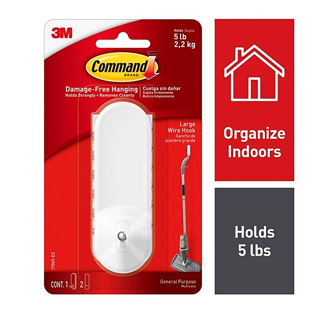 3M 17069-ES Large Plastic Wire Hooks 4-1/8 in. L 1/Pack