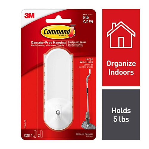 3M 17069-ES Large Plastic Wire Hooks 4-1/8 in. L 1/Pack