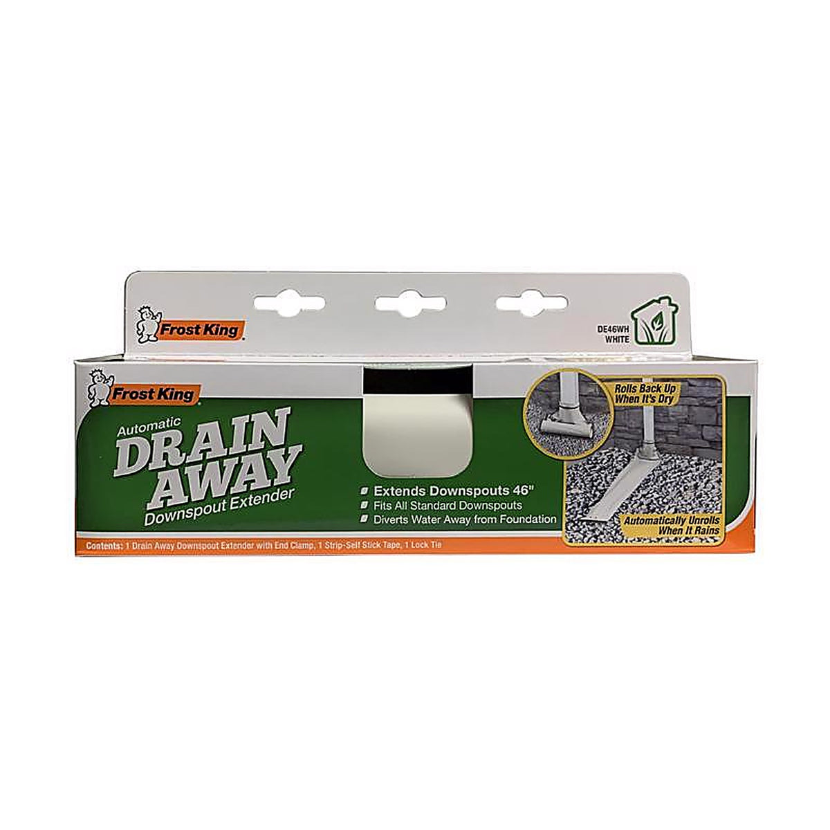Frost King DE46WH Drain Away 2.88 in. H x 9 in. W x 4 in. L White Plastic Downspout Extension