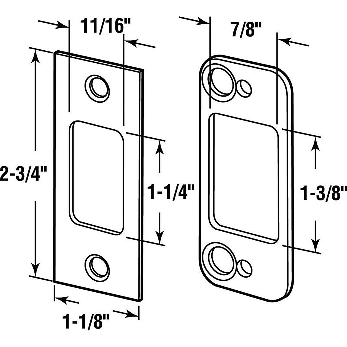 Prime-Line E 2483 2.75 in. H x 1.125 in. L Satin Nickel Steel Deadbolt Strike