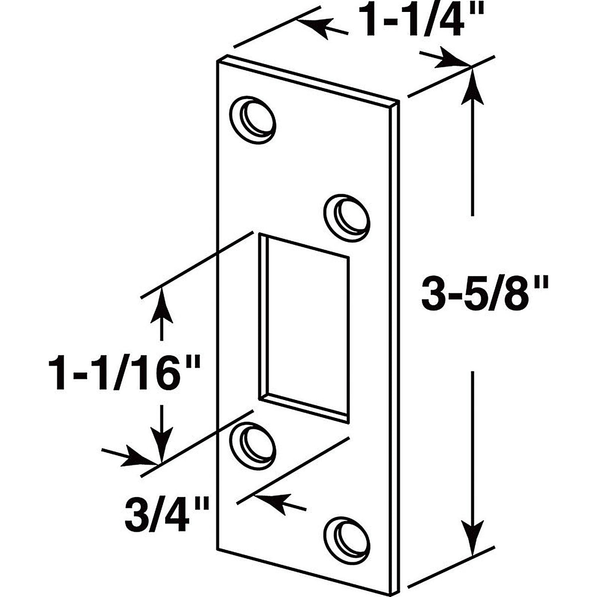 Prime-Line E 2292 3.625 in. H x 1.25 in. L Nickel Steel High Security Deadbolt Strike
