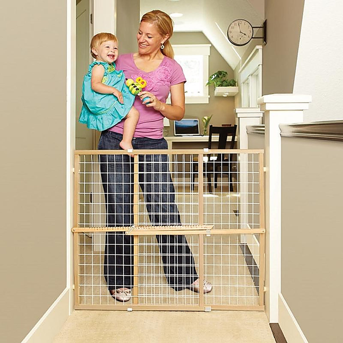 North States 4618A Gray 32 in. H x 29-1/2-50 in. W Wood Wire Mesh Gate