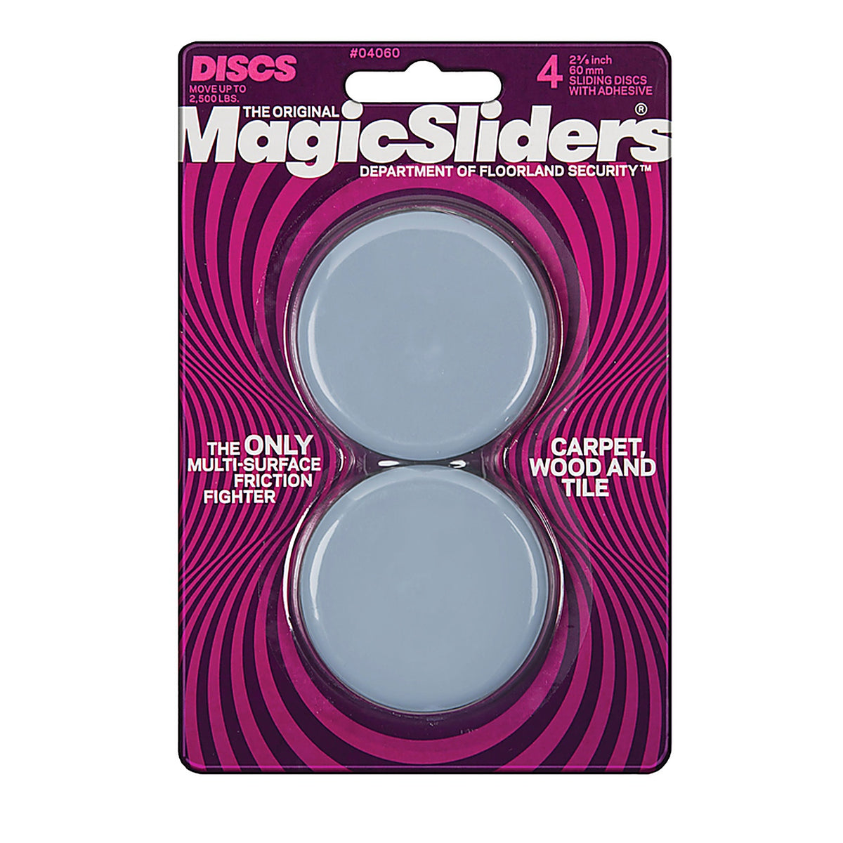 Magic Sliders 4060 Gray Self Adhesive Plastic Floor Slide 4/Pack 2-3/8 in. W x 2 3/8 in. L