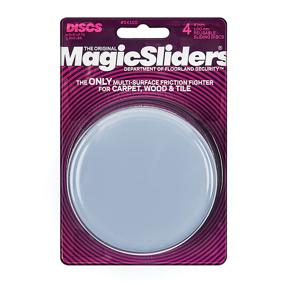 Magic Sliders 4100 Gray Self Adhesive Plastic Floor Slide 4/Pack Round 4 in. L