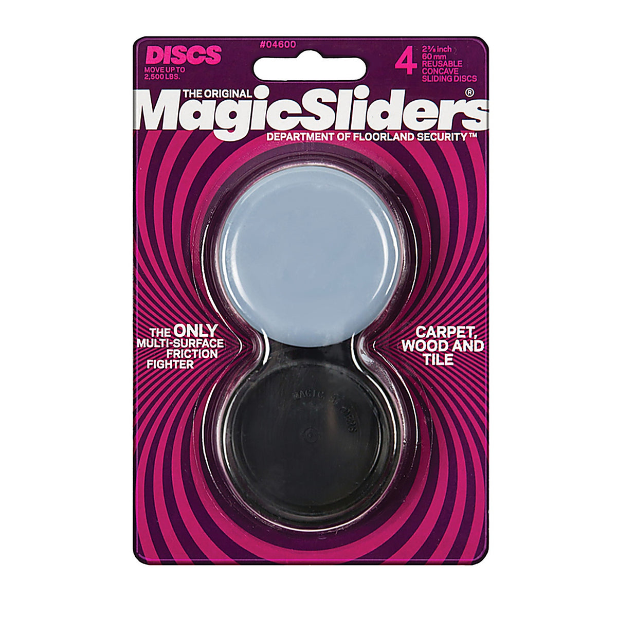 Magic Sliders 4600 Gray Self Adhesive Plastic Floor Slide 4/Pack Round 2 3/8 in. L