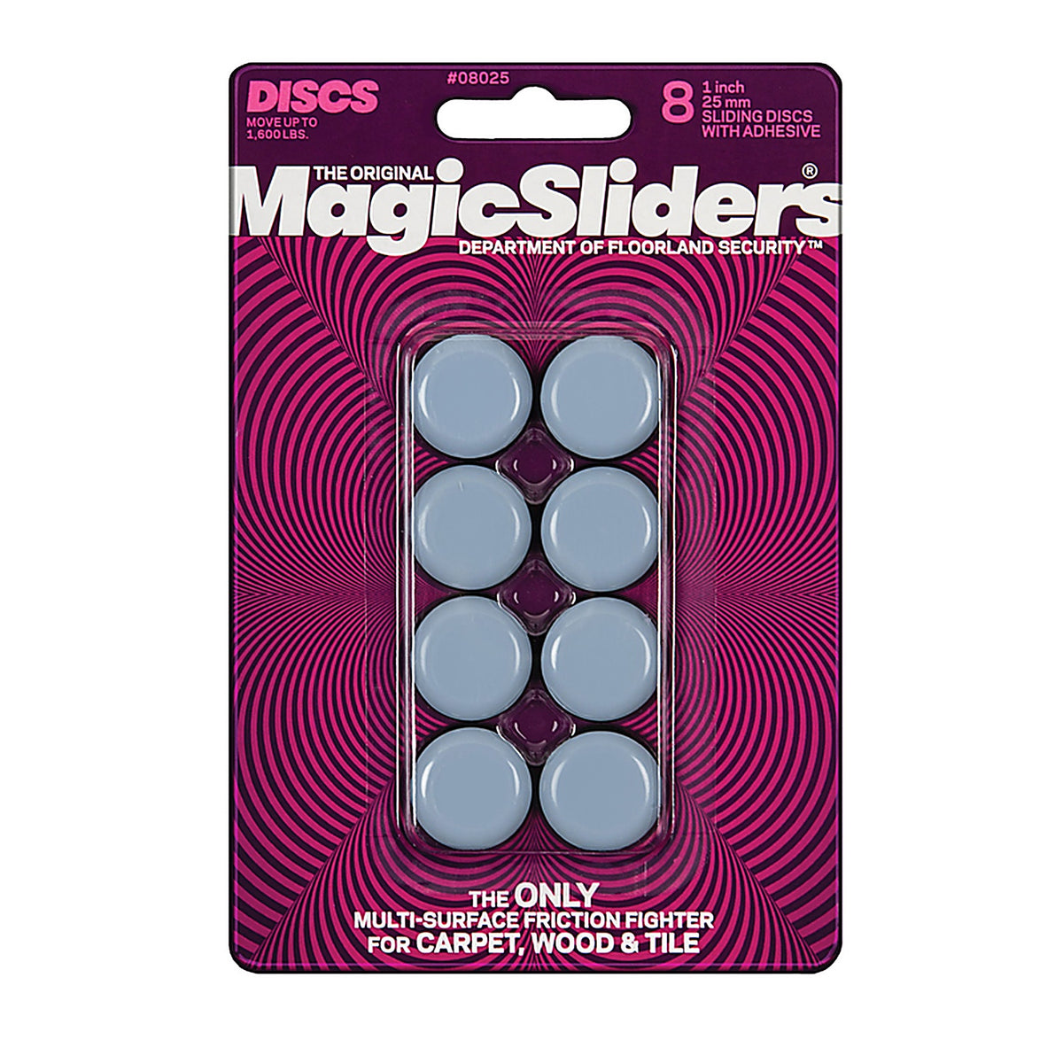 Magic Sliders 8025 Gray Self Adhesive Plastic 1 in. W x 1 in. L Floor Slide 8/Pack