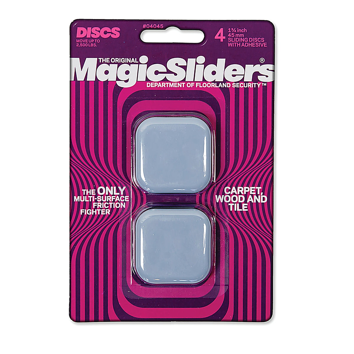 Magic Sliders 4045 Gray Plastic Square Floor Slide 1-3/4 in. L x 1-3/4 in. W Self Adhesive 4/Pack