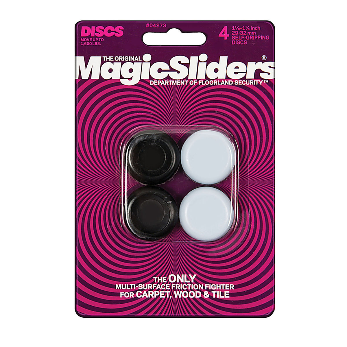Magic Sliders 4273 Gray Self Adhesive Round Floor Slide 1 1/4 in. L Plastic 4/Pack