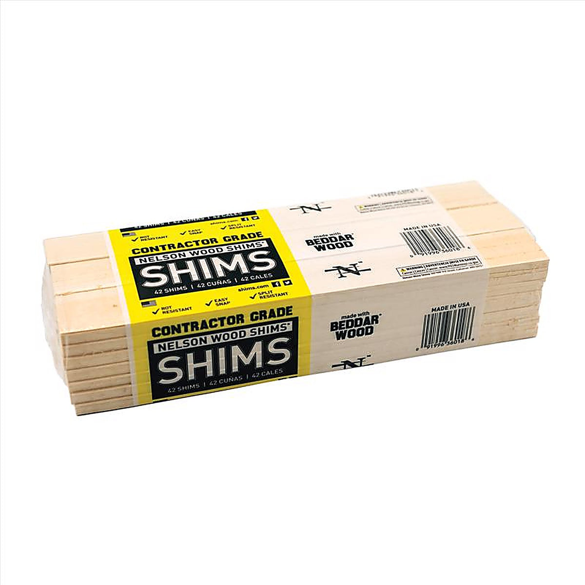 Nelson Wood Shims CSH12/42/12/48B Nelson Wood Shim 1.5 in. W x 12 in. L Wood Shim 42/Pack