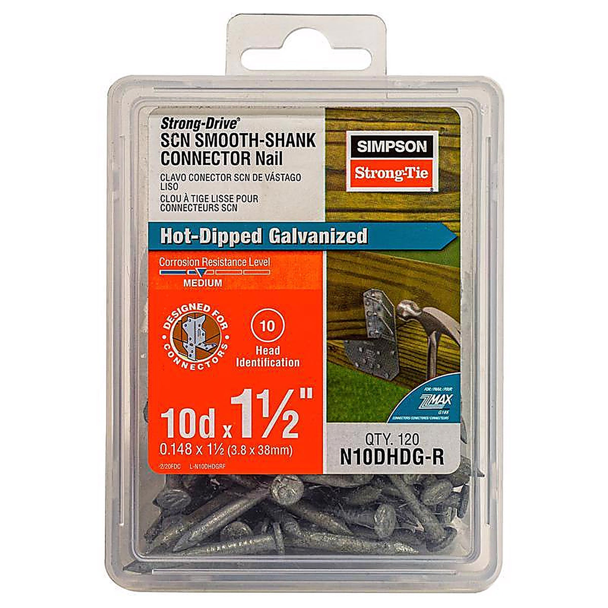Simpson Strong-Tie N10DHDG-R 10D 1-1/2 in. Wood Joiner Hot-Dipped Galvanized Steel Nail Round 1 lb.