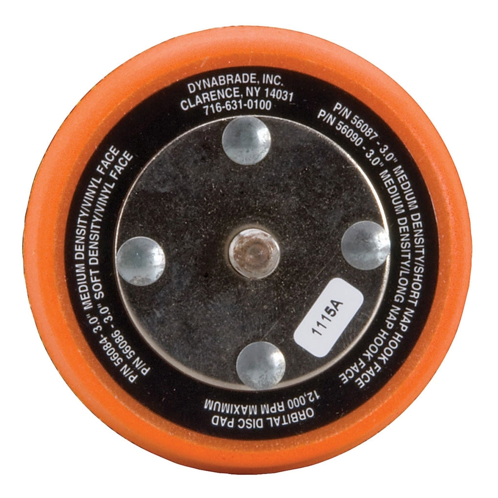 DYNABRADE 56087 3" (76 mm) Dia. Non-Vacuum Disc Pad, Hook-Face, Short Nap