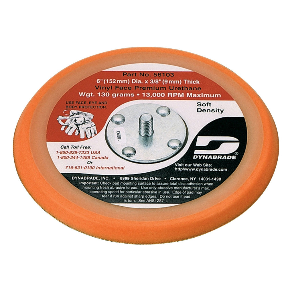 DYNABRADE 56103 6" (152 mm) Dia. Non-Vacuum Disc Pad, Vinyl-Face