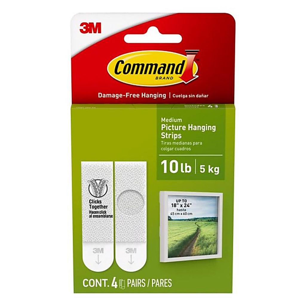 3M 17201-4PK White Picture Hanging Strips 12 lb. 8/Pack Foam