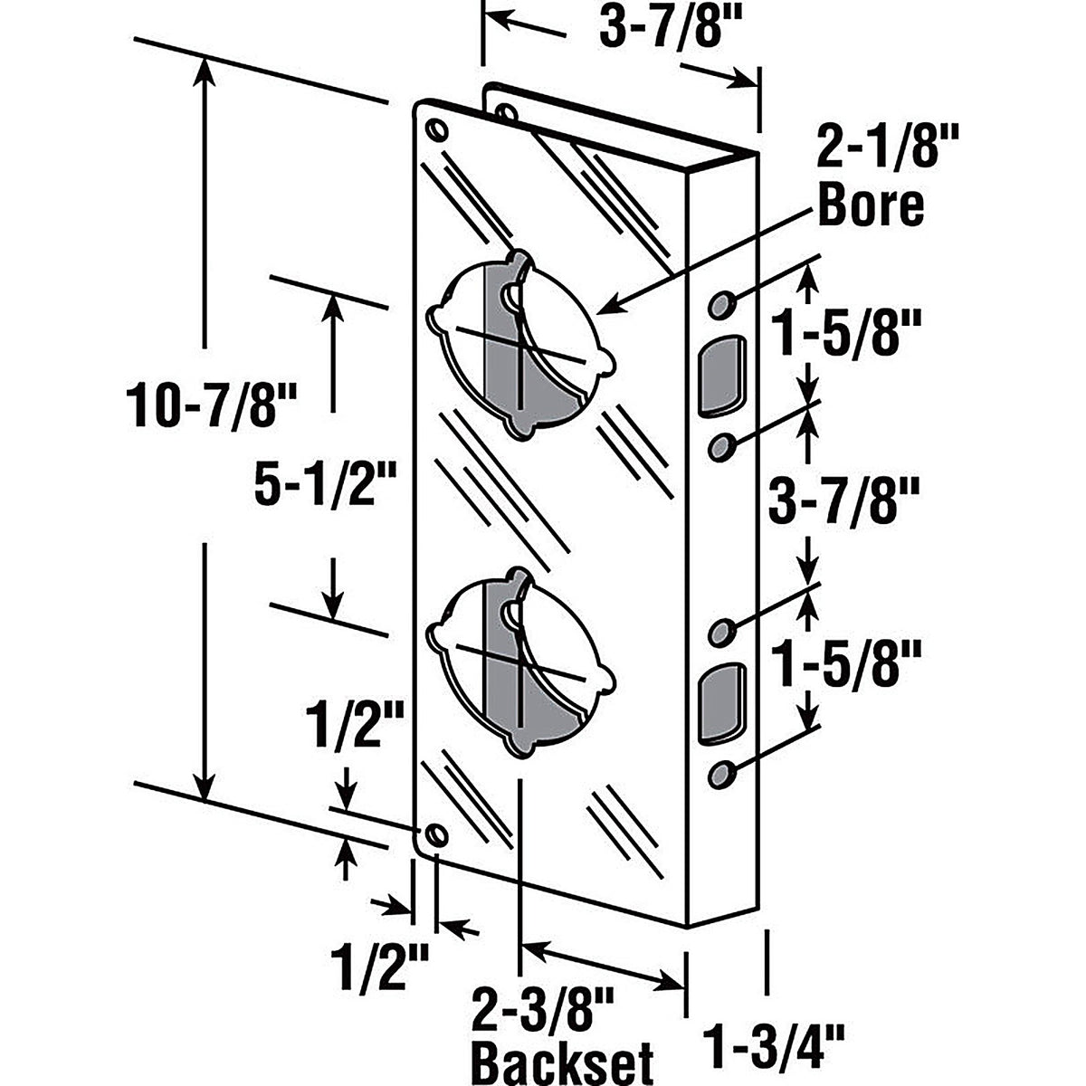 Prime-Line U 9537 12.72 in. H x 2-1/8 in. L Brass-Plated Brass Recessed Door Reinforcer