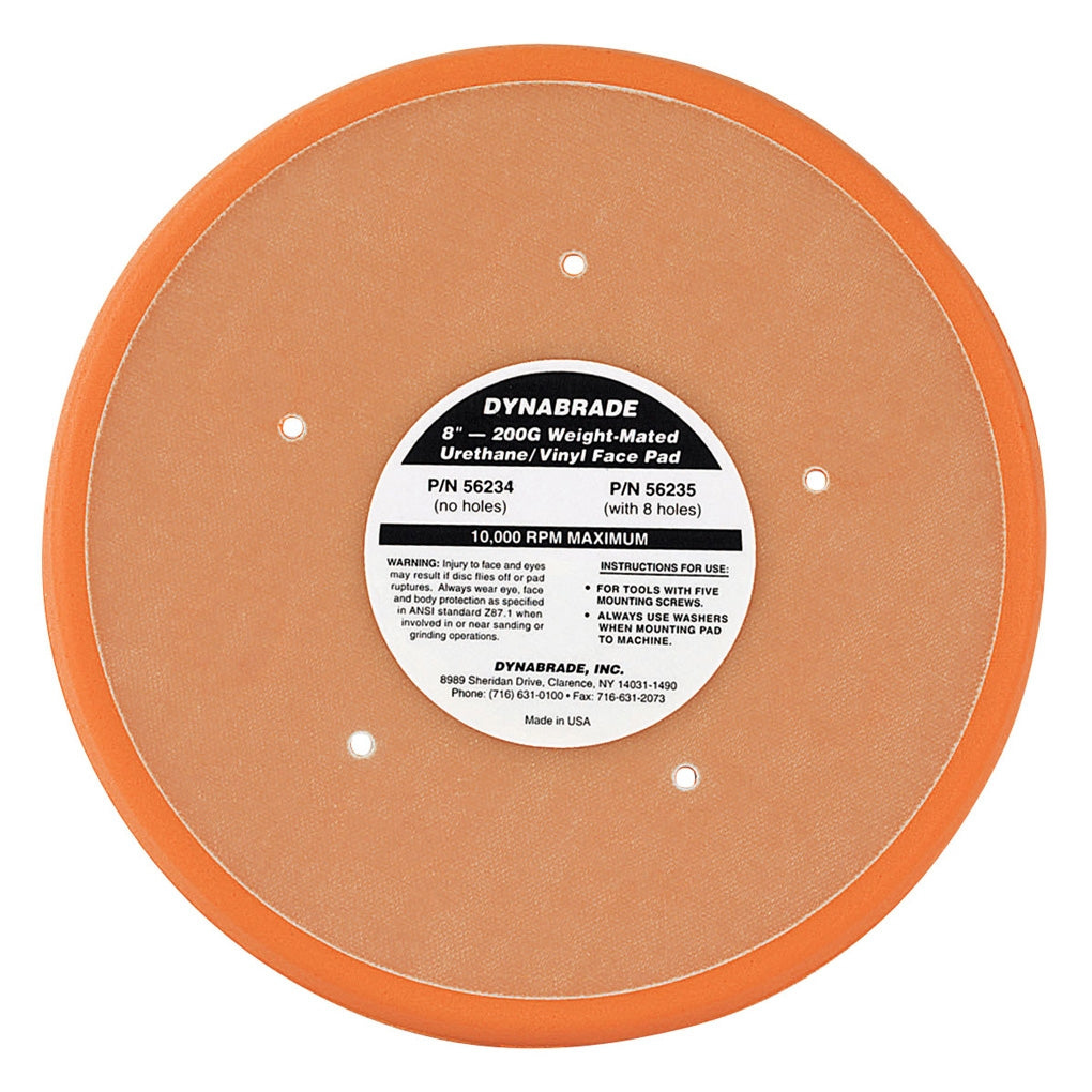 DYNABRADE 56234 8" (203 mm) Dia. Non-Vacuum Disc Pad, Vinyl-Face