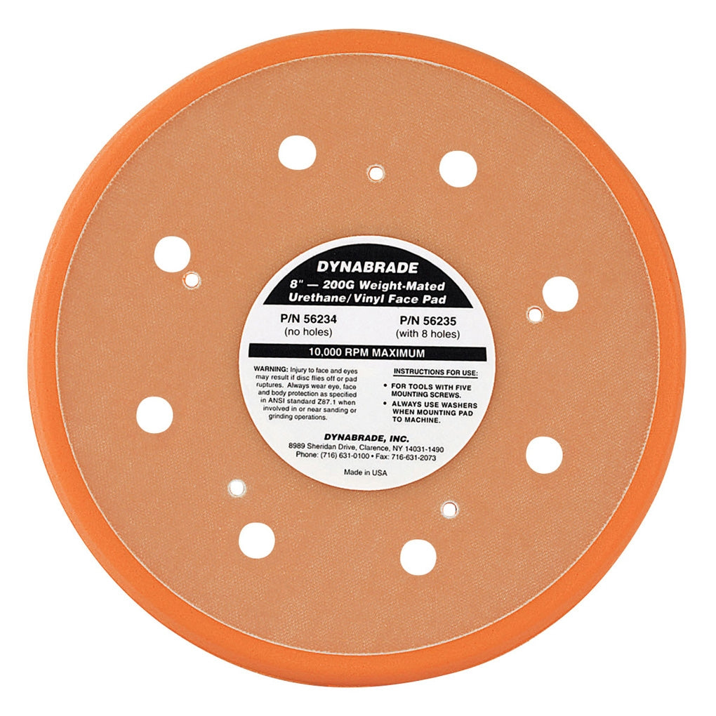 DYNABRADE 56235 8" (203 mm) Dia. Vacuum Disc Pad, Vinyl-Face
