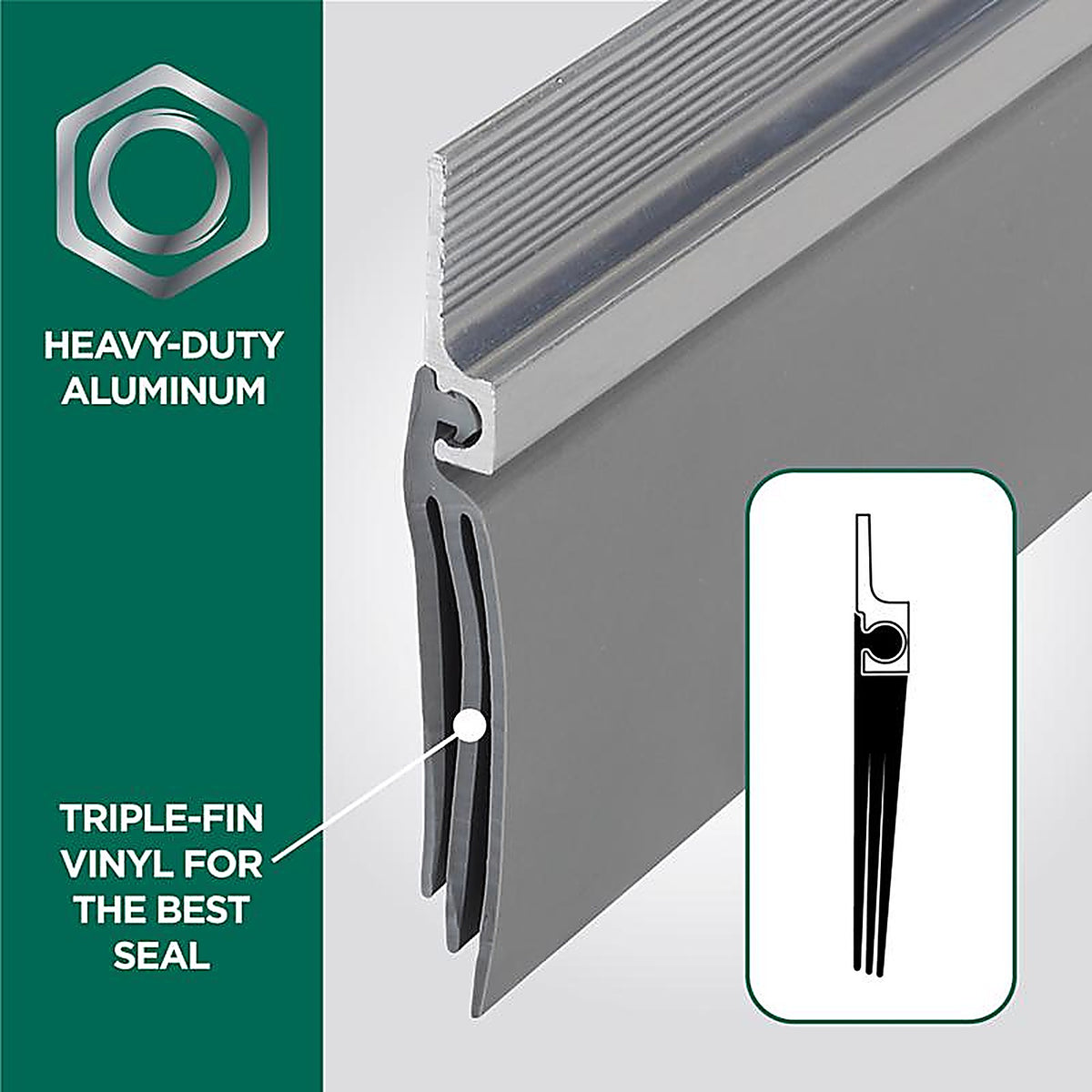 M-D 43300 Cinch Silver Aluminum/Vinyl Weatherstrip For Doors, Doors 36 in. L x 1/4 in.