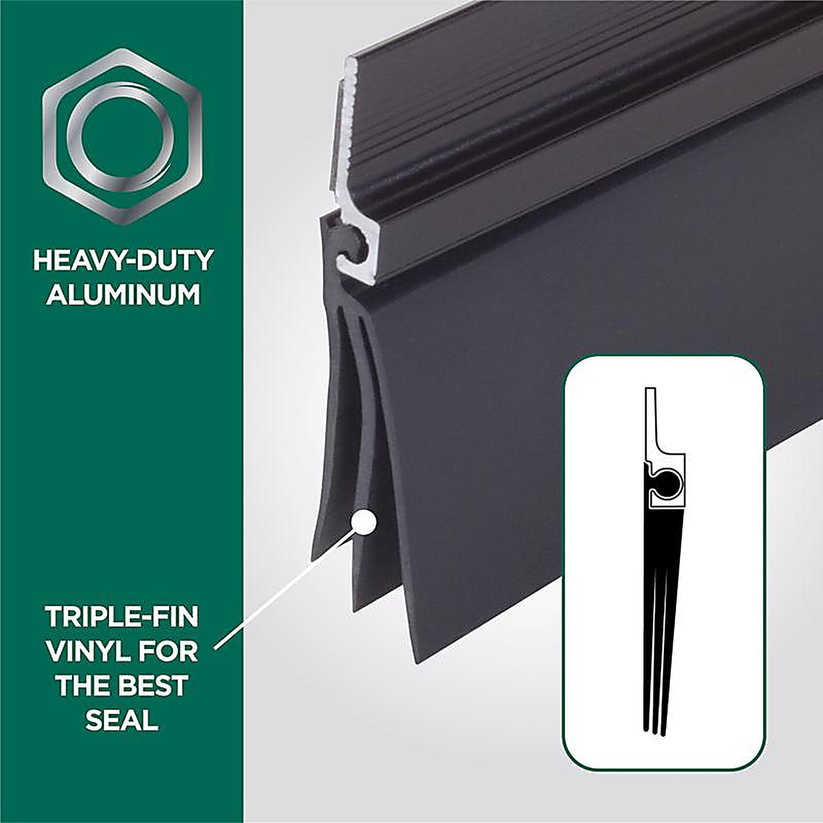 M-D 43302 Cinch Brown Aluminum/Vinyl Weatherstrip For Doors, Doors 36 in. L x 1/4 in.