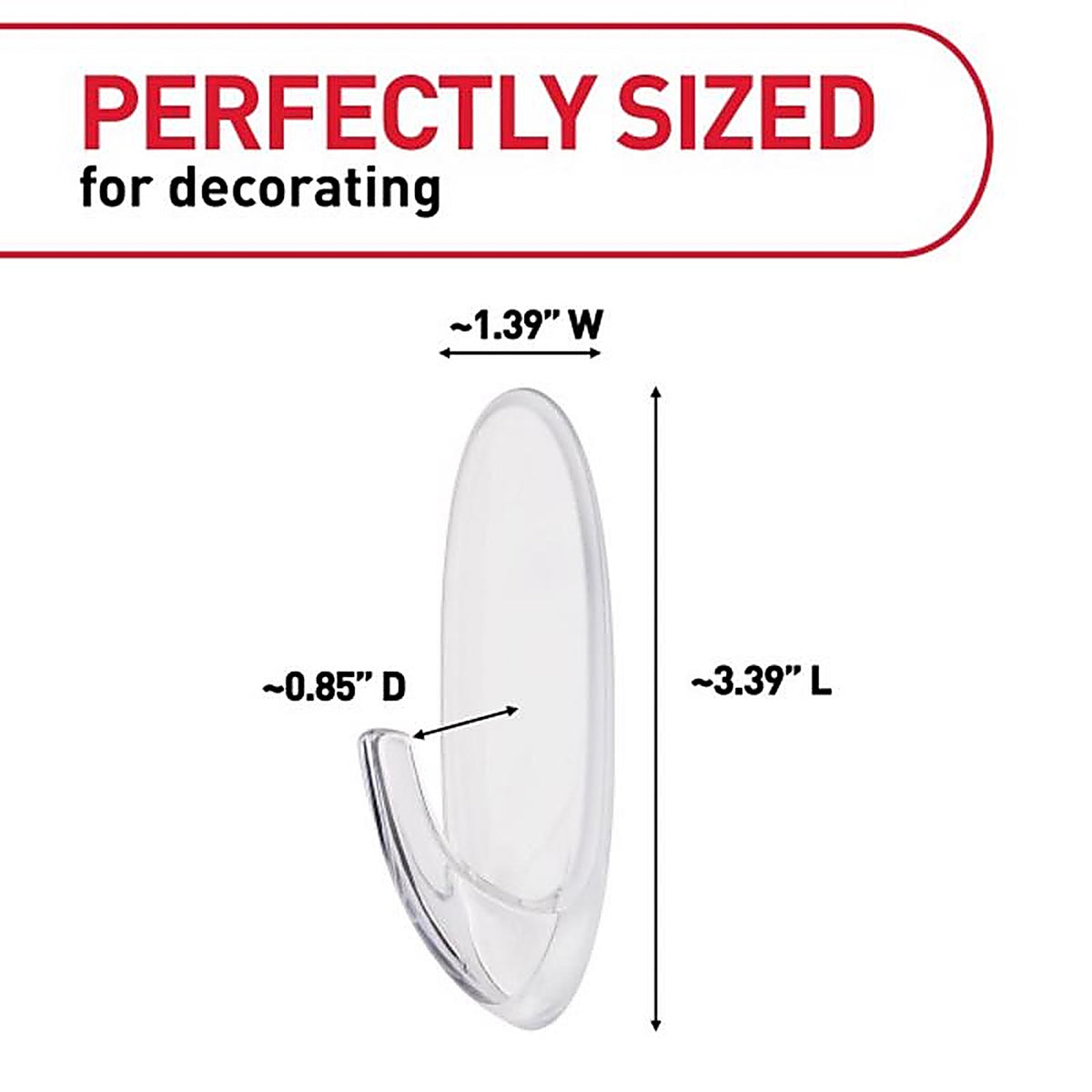 3M 17093CLR-AWES Large Plastic Hook 3-3/8 in. L 1/Pack