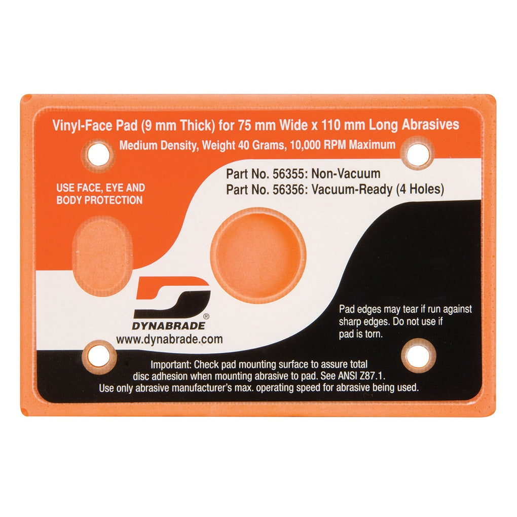 DYNABRADE 56355 3" (76 mm) x 4-1/4" (108 mm) Non-Vacuum Dynabug II Pad, Vinyl-Face