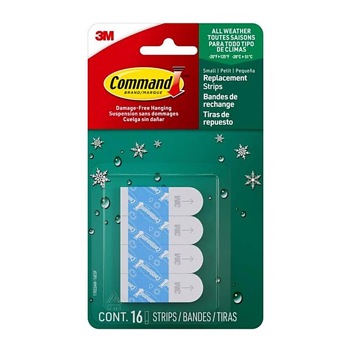 3M 17022AW-ES Small Foam Adhesive Strips 1-1/8 in. L 16/Pack