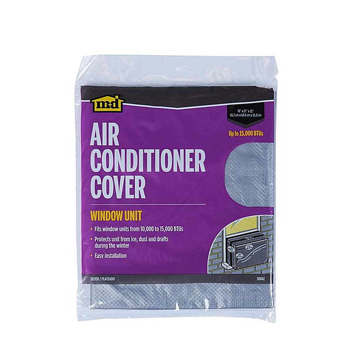 M-D 50042 18 in. H x 27 in. W Polyethylene Gray Square Window Air Conditioner Cover