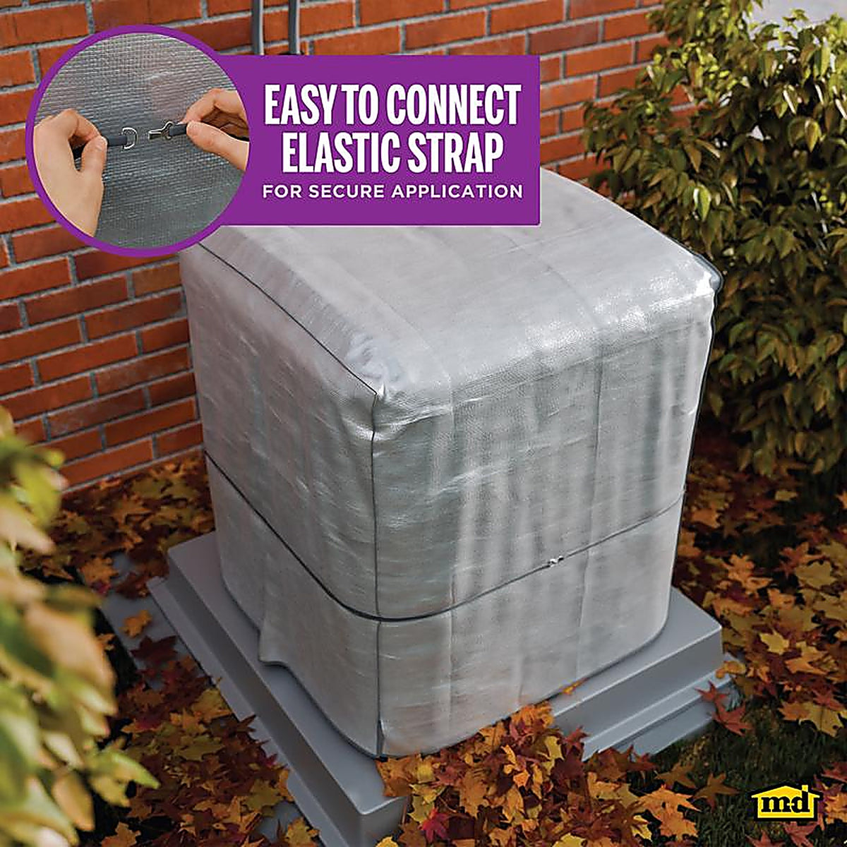 M-D 3772 30 in. H x 34 in. W Polyethylene Gray Square Central Air Conditioner Cover