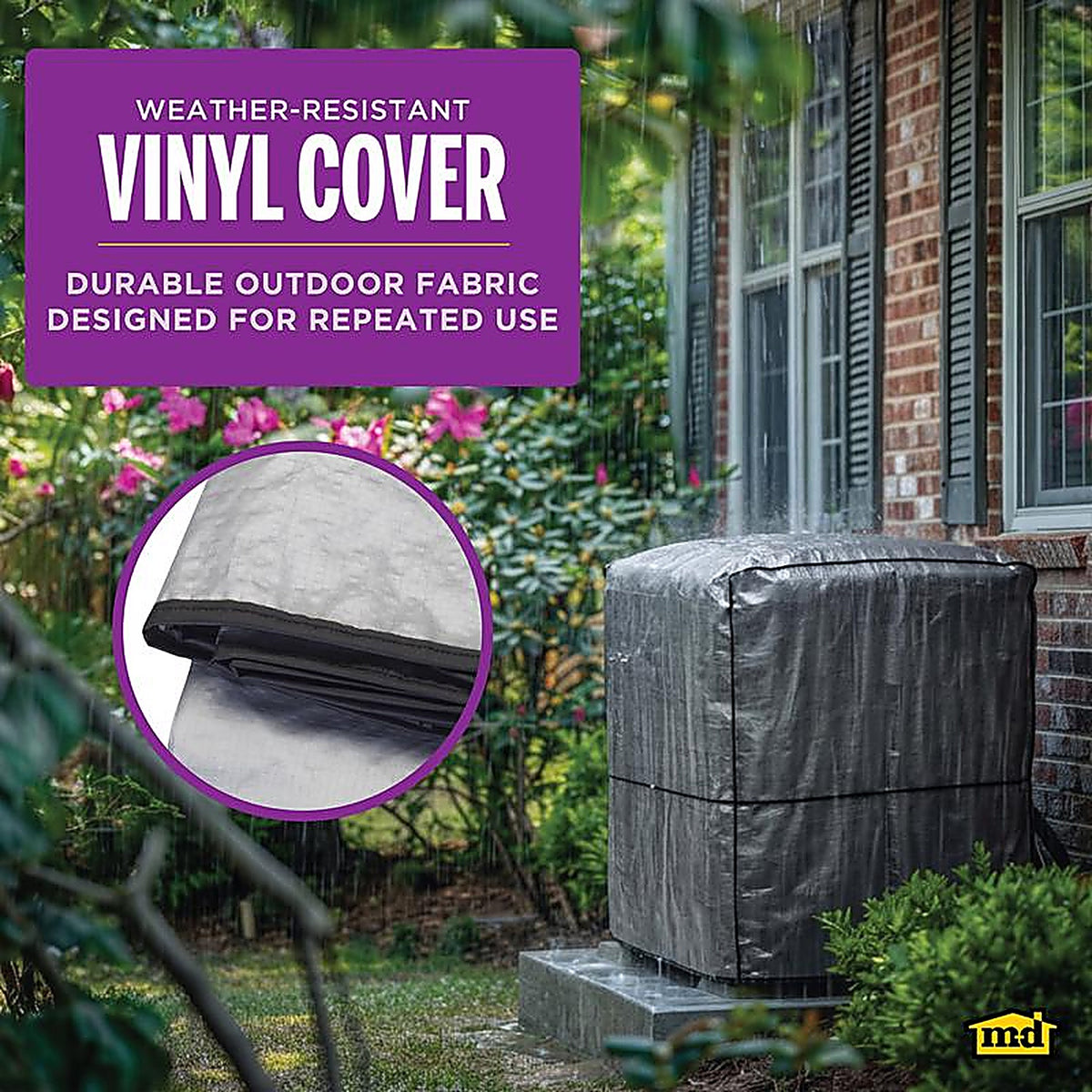 M-D 3772 30 in. H x 34 in. W Polyethylene Gray Square Central Air Conditioner Cover